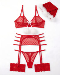 Linsori Crimson Festive Lingerie Collection - White background view 