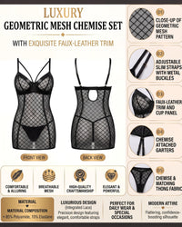 Linsori Noir Mesh Plunge Chemise Piece -  Product detail view
