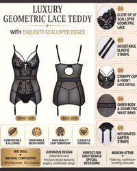 Linsori Noir Floral Sheer Chemise Set -  Product detail view