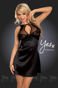 Linsori Noir Lace & Satin Dress Piece - styled view