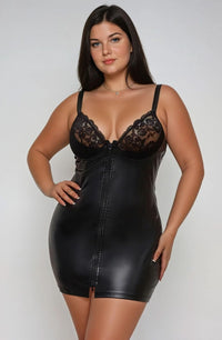 Linsori Shadow Leather Lace Mini Dress - side view