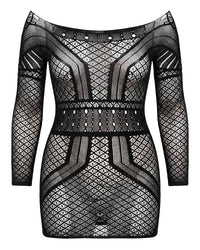 Linsori Shadow Net Open Back Dress - White background view
