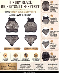 Linsori Obsidian Fishnet Halter Set Plus Size -  Product detail view