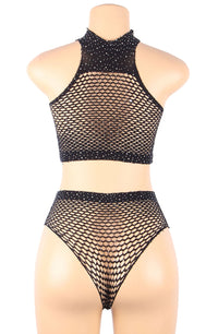 Linsori Obsidian Fishnet Halter Set - product view