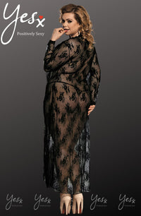Linsori Noir Lace Gown with Thong - detail view