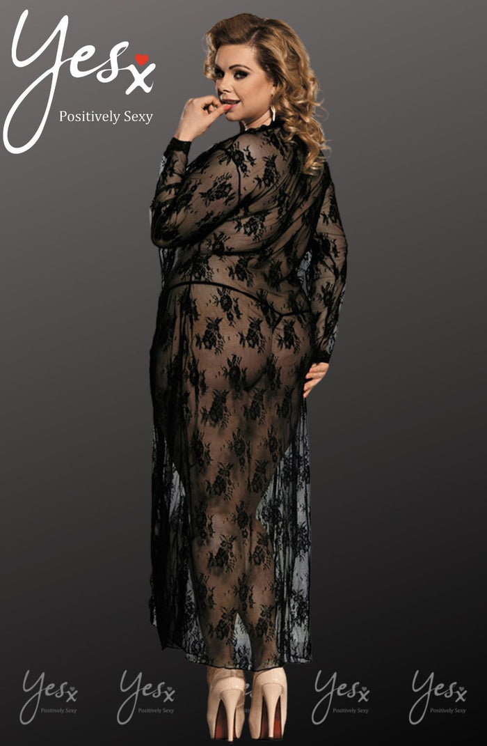Linsori Noir Lace Gown with Thong - detail view