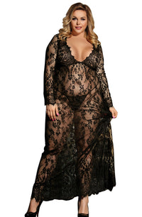 Linsori Noir Floral Gown & Delicate Thong - styled view