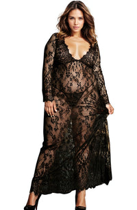 Linsori Noir Floral Gown & Delicate Thong - lifestyle view