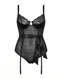 Linsori Noir Lace Hourglass Body Plus - White background view