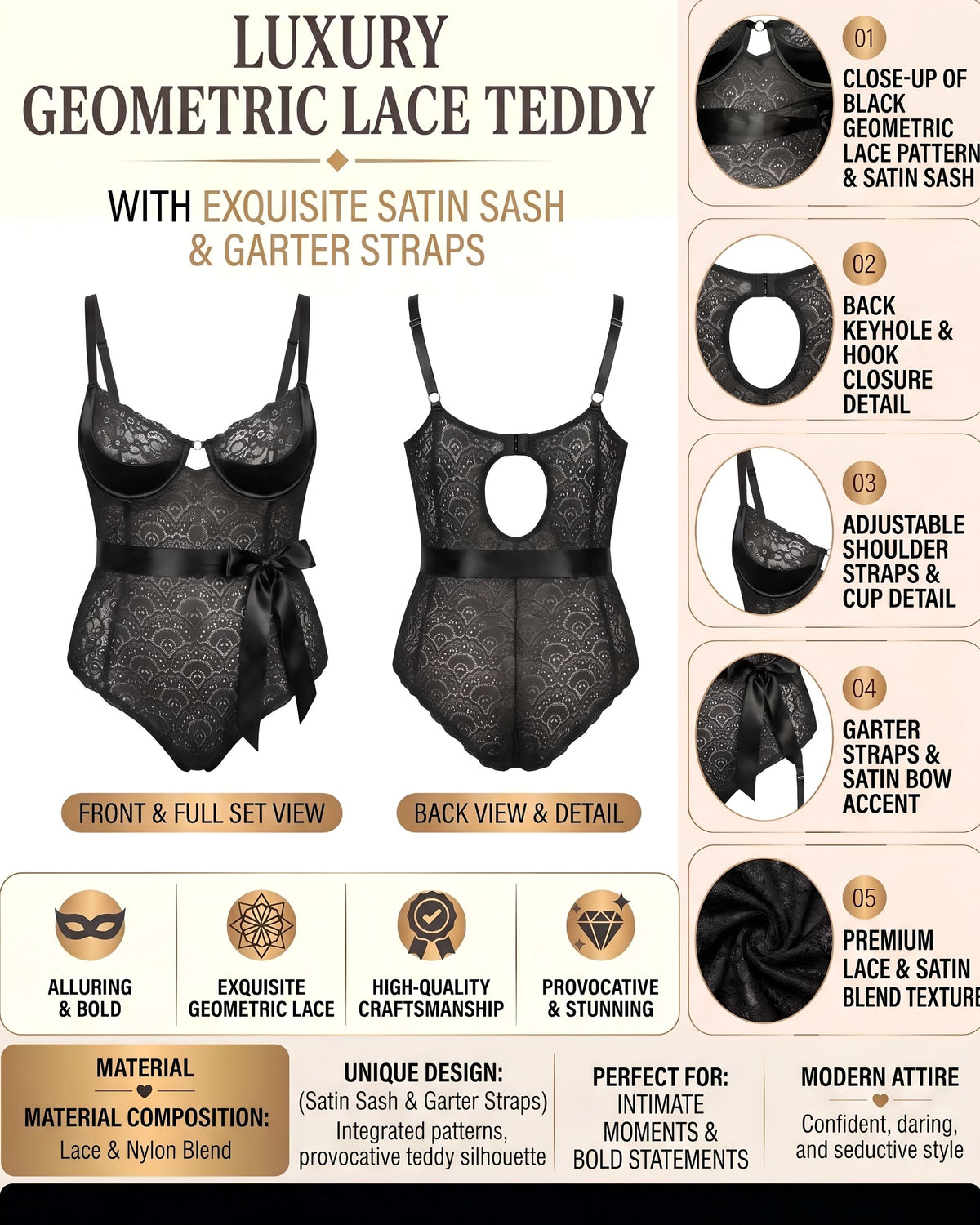 Linsori Noir Lace Hourglass Body Plus -  Product detail view