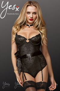 Linsori Noir Lace Hourglass Floral Lace Body - detail view