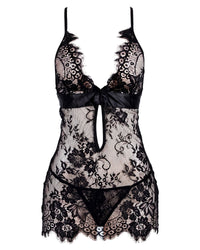 Linsori Noir Eyelash Lace Chemise Plus Size - White background view