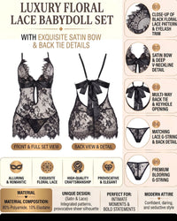 Linsori Noir Eyelash Lace Chemise Plus Size -  Product detail view