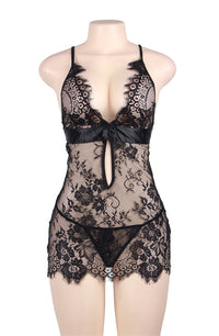 Linsori Noir Eyelash Lace Chemise - side view