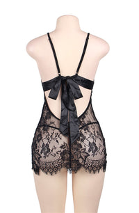 Linsori Noir Eyelash Lace Chemise - product view
