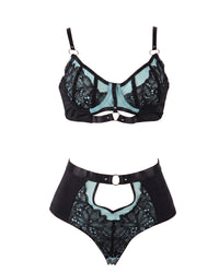 Linsori Sapphire Lace Lingerie Set - White background view