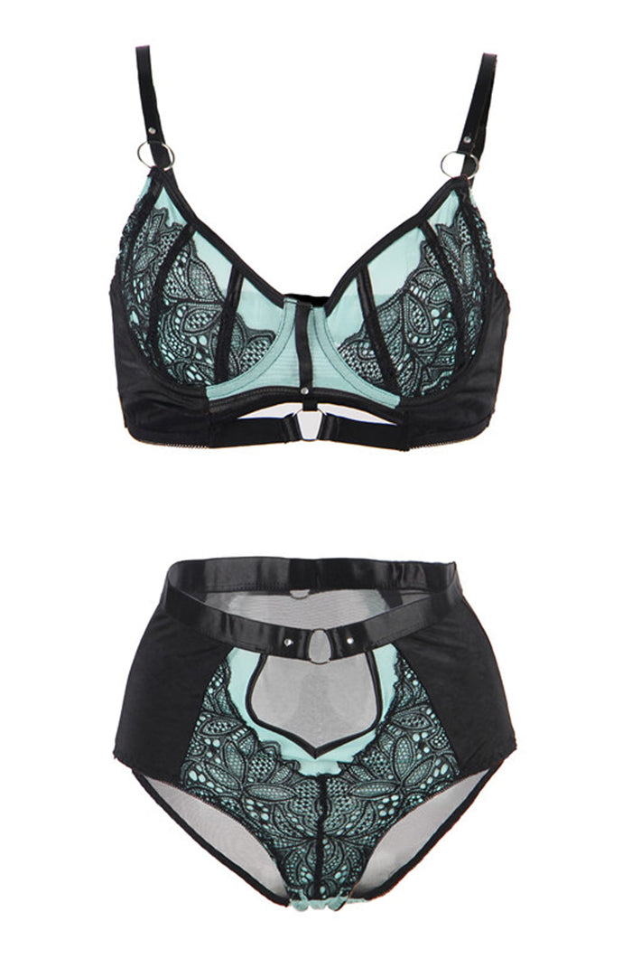 Linsori Sapphire Lace Lingerie Set - detail view