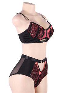 Linsori Blush Contrast Lace Bra Set - back view