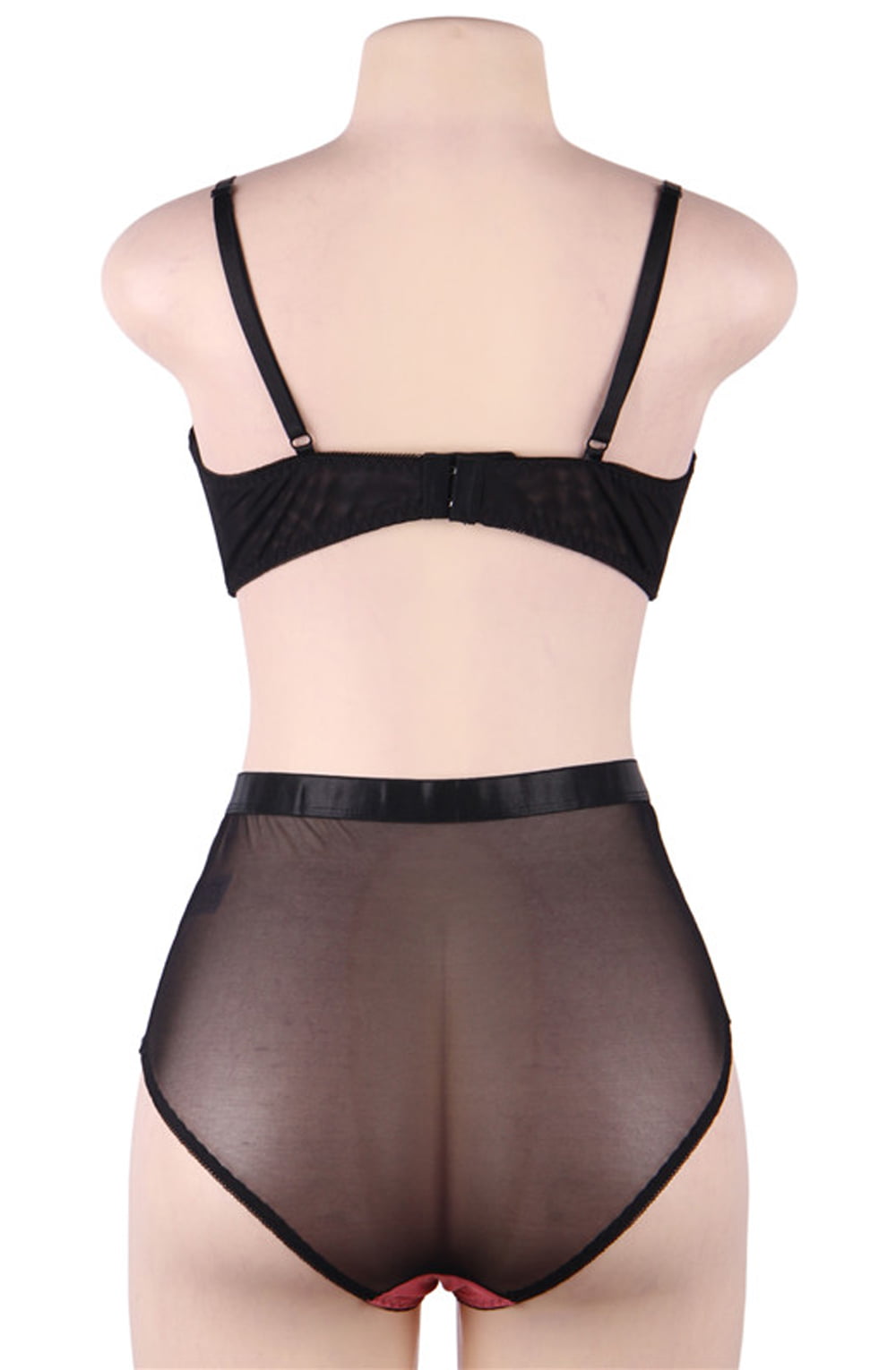 Linsori Blush Contrast Lace Bra Set - close-up