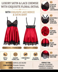 Linsori Scarlet Satin Eyelash Lace Babydoll -  Product detail view