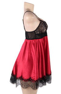 Linsori Scarlet Satin Eyelash Lace Babydoll - product view