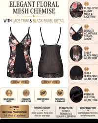 Linsori Noir Floral Babydoll Delicate Set -  Product detail view