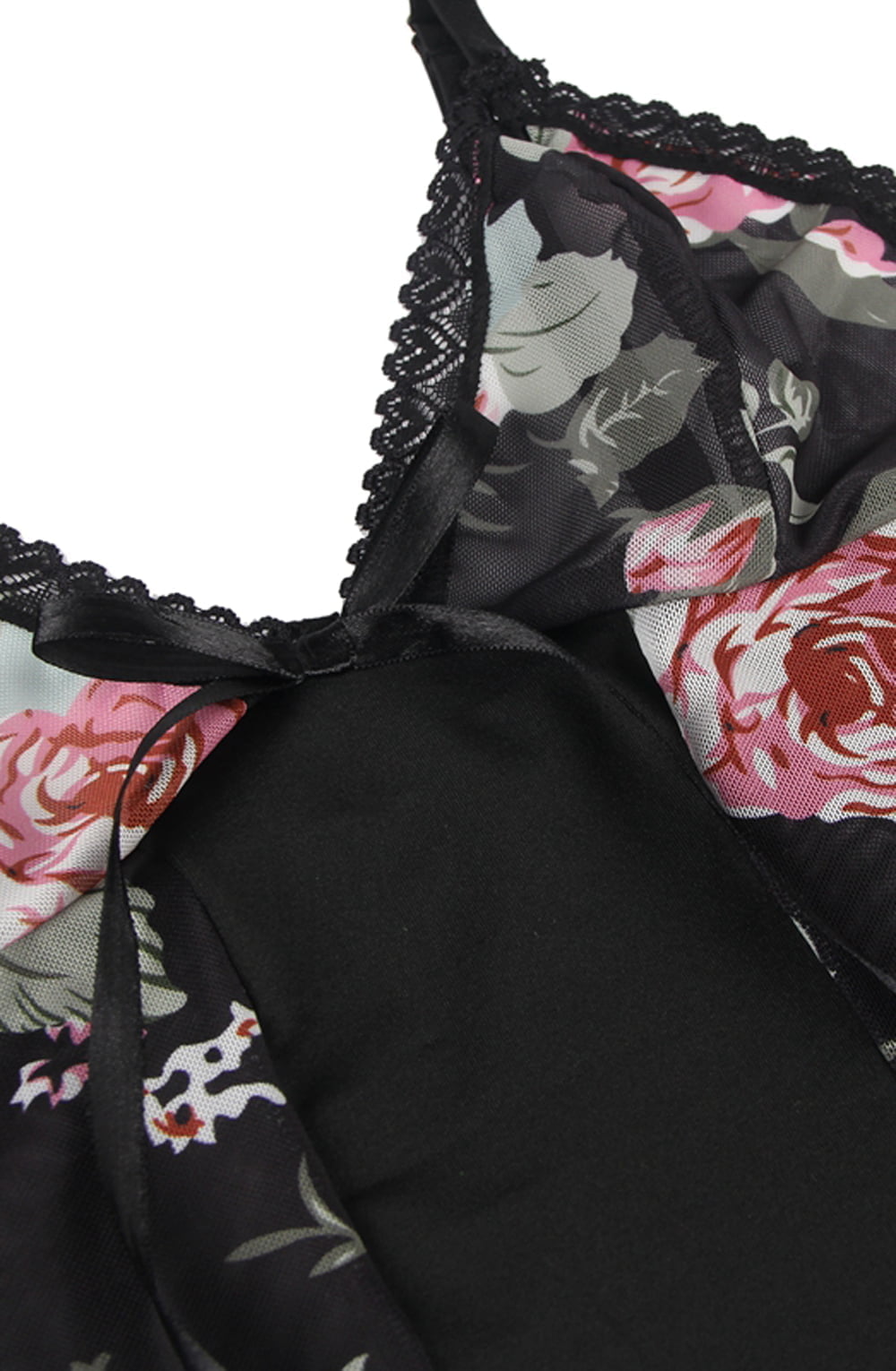 Linsori Noir Floral Babydoll Set Plus - side view