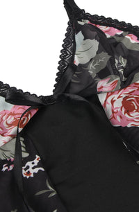 Linsori Noir Floral Babydoll Set Plus - side view