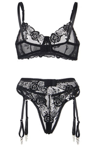 Linsori Noir Lace Three-Piece Set - side view