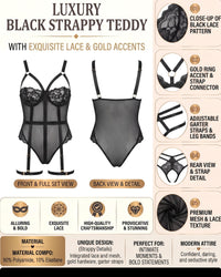Linsori Noir Lace Suspender Bodysuit Plus -  Product detail view