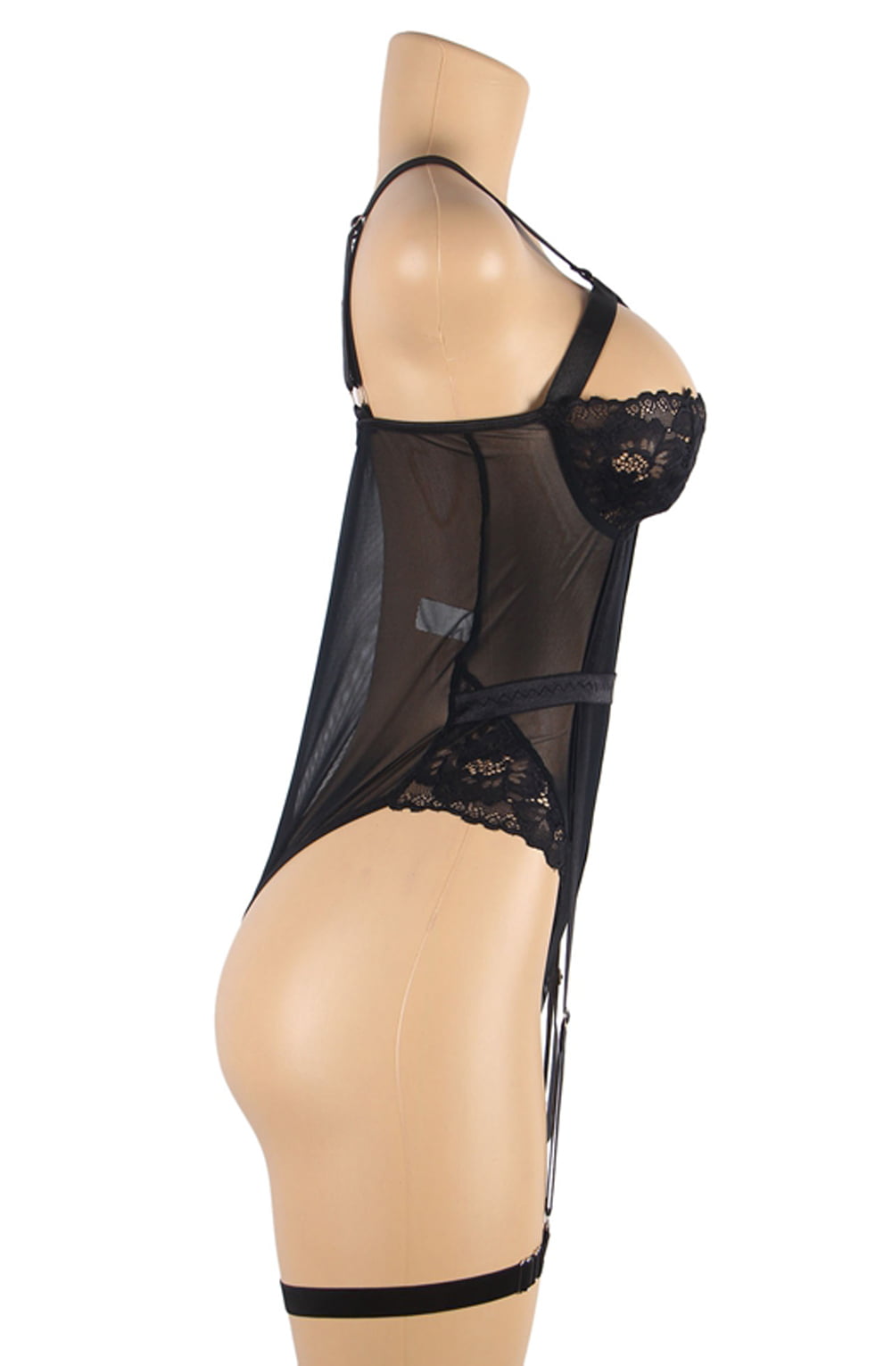 Linsori Noir Lace Suspender Bodysuit - lifestyle view