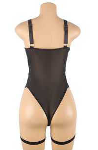 Linsori Noir Lace Suspender Bodysuit - product view
