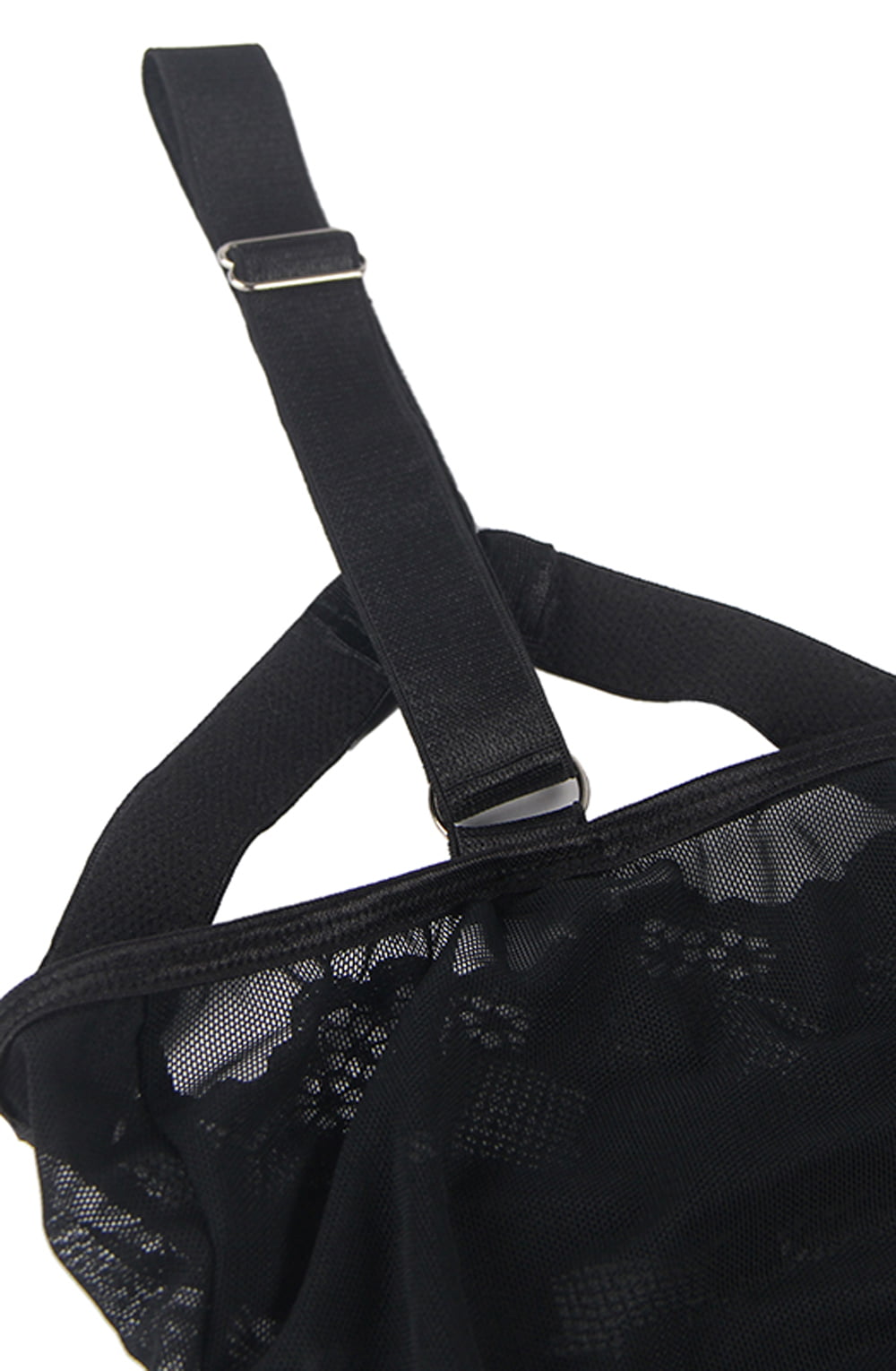 Linsori Noir Lace Suspender Bodysuit - front view