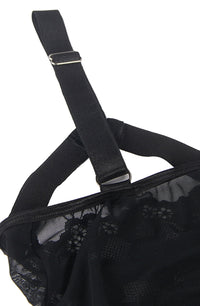 Linsori Noir Lace Suspender Bodysuit - front view