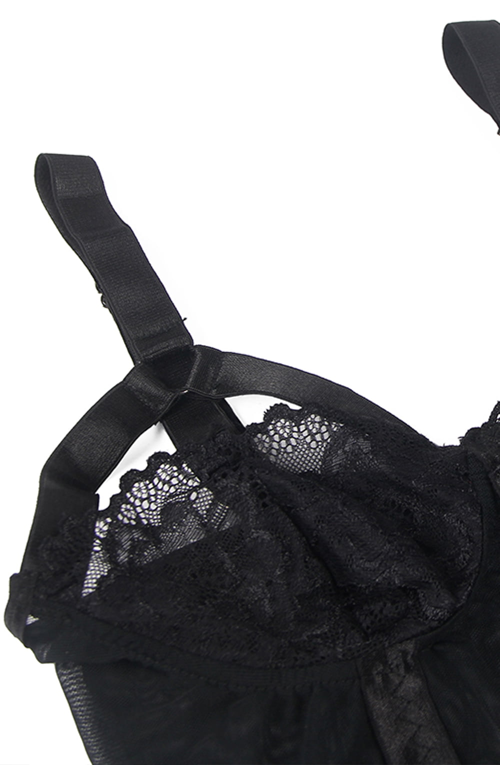Linsori Noir Lace Suspender Bodysuit - detail view