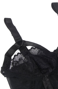 Linsori Noir Lace Suspender Bodysuit - detail view