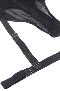 Linsori Noir Lace Suspender Bodysuit - detail view