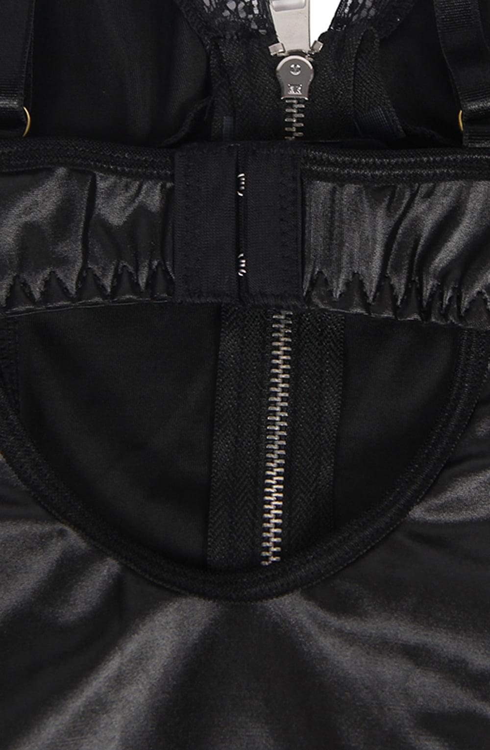 Linsori Noir Wet Look Gartered Babydoll - lifestyle view