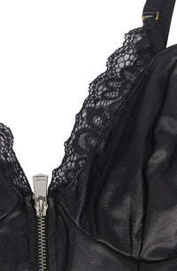Linsori Noir Wet Look Gartered Babydoll - side view