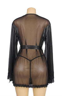 Linsori Noir Lace Flowing Dressing Gown - detail view