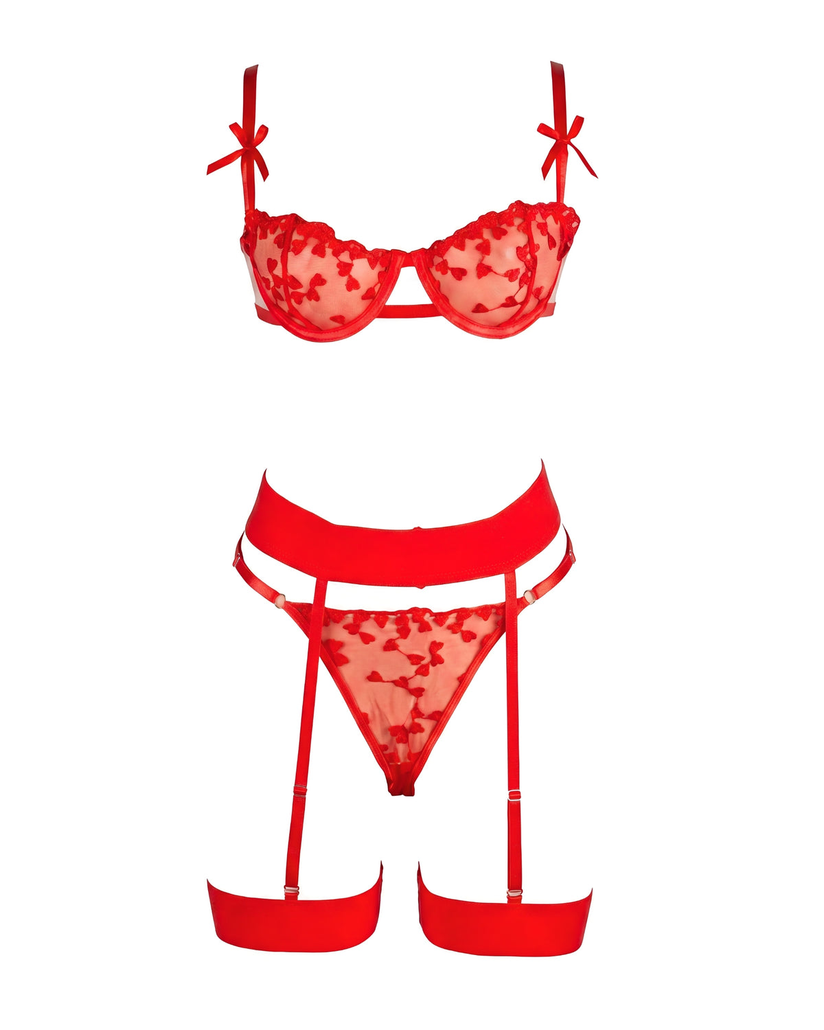 Linsori Crimson Heart Suspender Set Plus Size - White background view