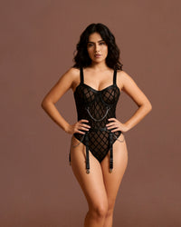 Linsori  Shadow Chain Embellished Body Plus Size -Front view 