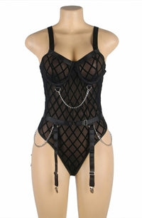 Linsori Shadow Chain Embellished Body Plus Size - close-up