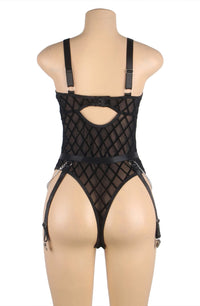 Linsori Obsidian Chain Detail Bodysuit - styled view