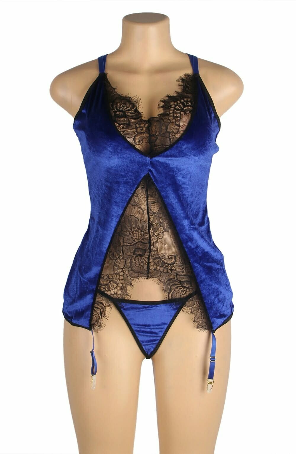 Linsori Sapphire Gartered Babydoll Set - close-up
