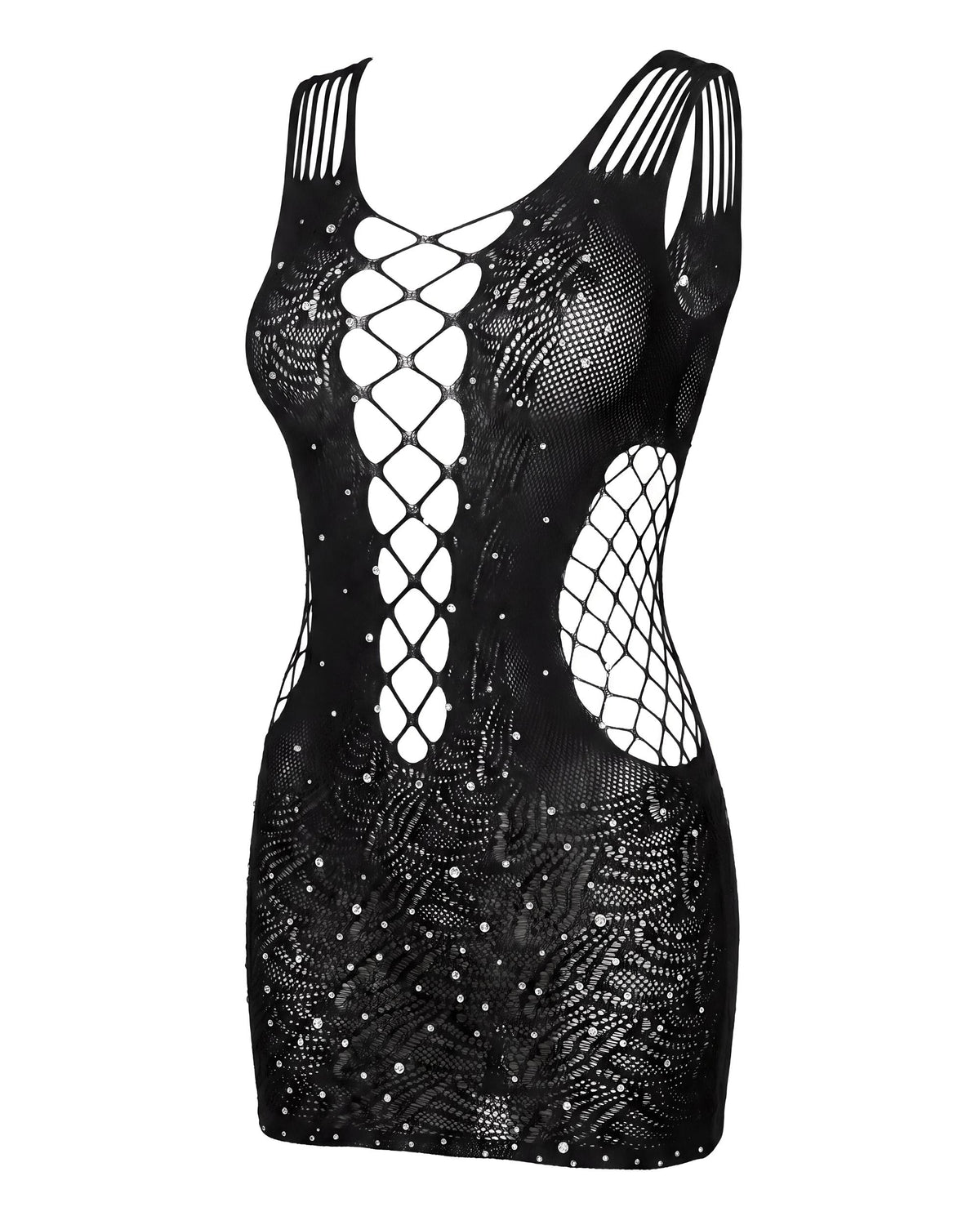 Linsori Sequin Noir Bodystocking Dress - White background view