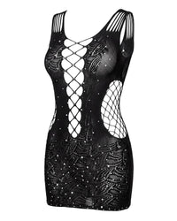 Linsori Sequin Noir Bodystocking Dress - White background view