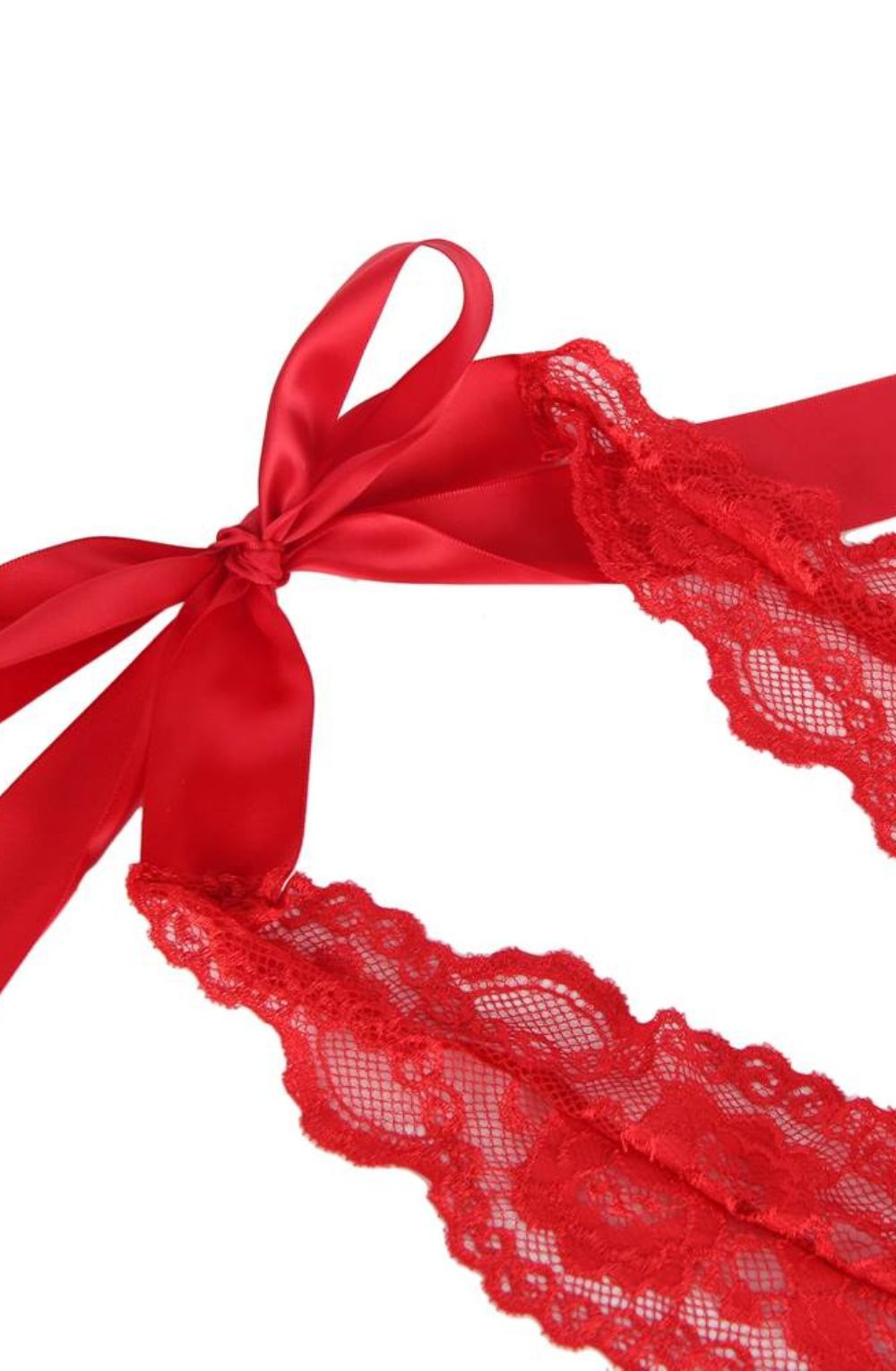 Linsori Scarlet Ruffled Lace Teddy - detail view
