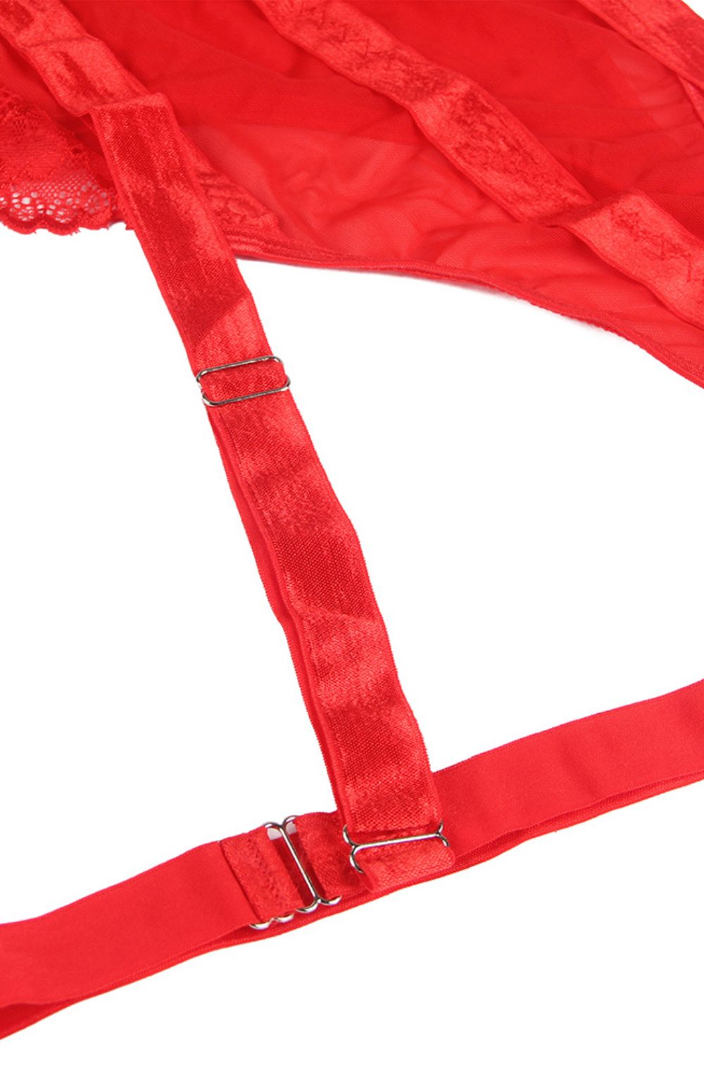 Linsori Crimson Lace Suspender Bodysuit - back view