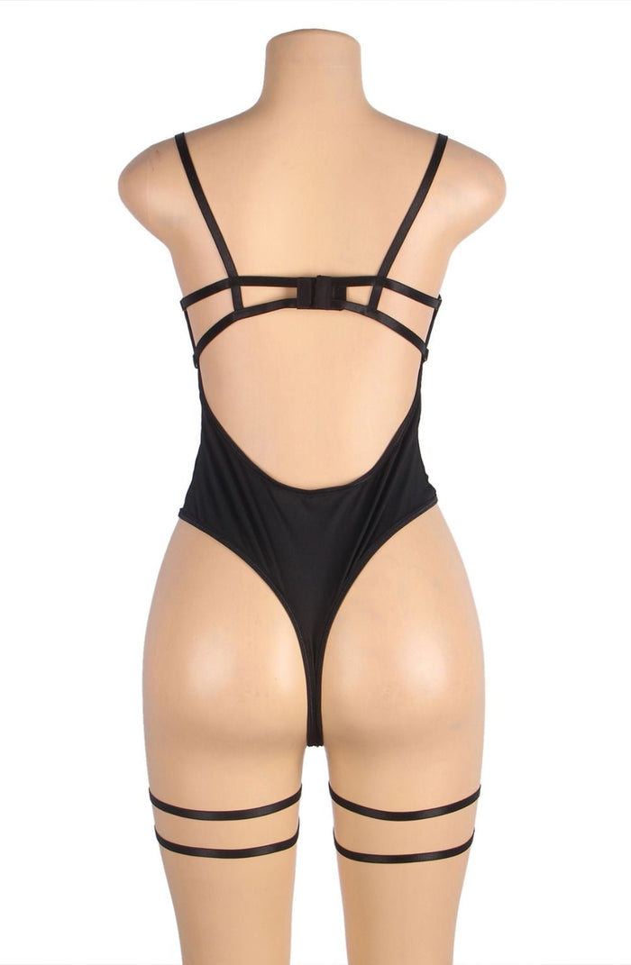 Linsori Obsidian Mesh Underwire Bodysuit - detail view